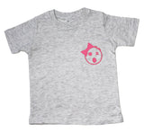 Brooklyn Kreature Grey and Pink Puff Bow Logo Short Sleeve T-Shirt