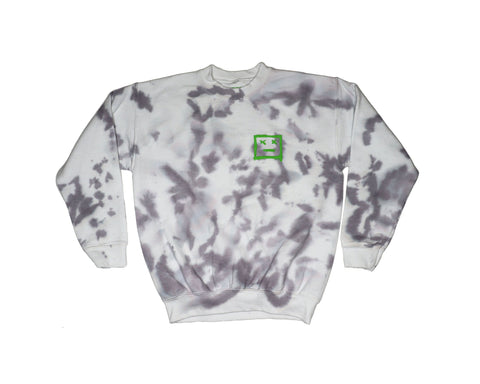 Brooklyn Kreature Black and Cream Tie Dye Box Logo Crew Sweatshirt